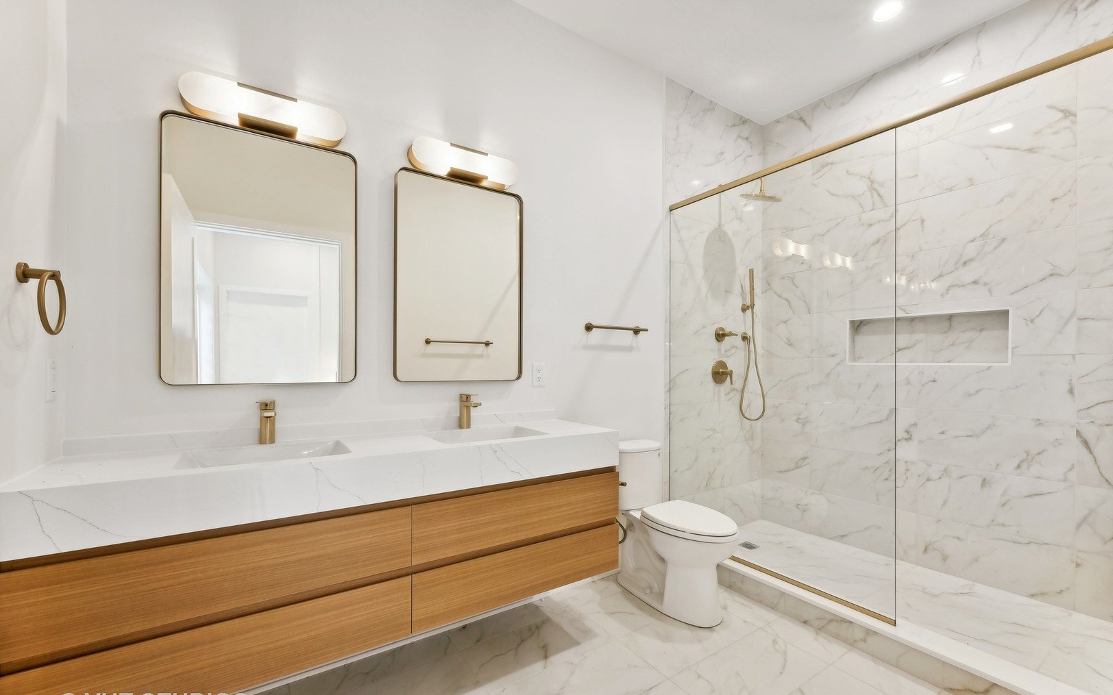Quartz integrated-sink vanity